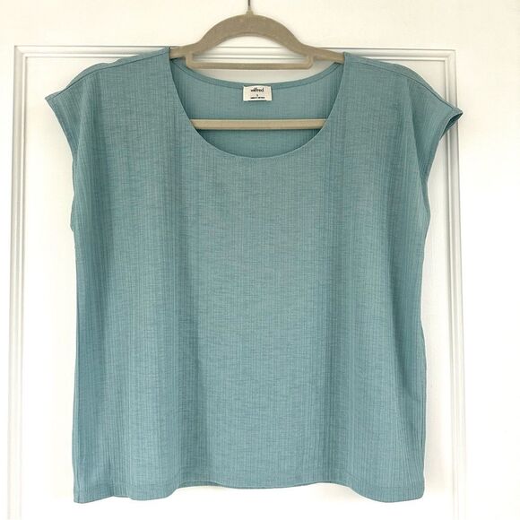 Wilfred Azrita Blue Top Tee Tank Textured‎ Scoop Neck Size Small - Picture 1 of 7